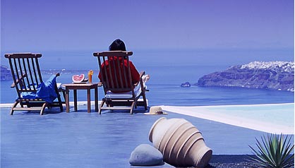Santorini Hotels Anastasis Apartments Imerovigli Weddings View Over Imerovigli Bay From The Swimming Pool