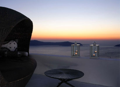 Sunset over Caldera & the Volcano from Blue Angel Villa in Santorini